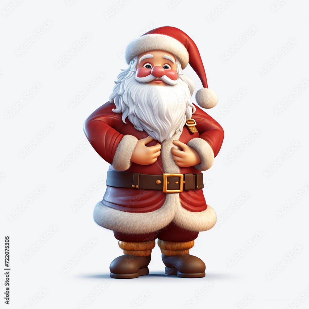 cute tall realistic santa, cartoon, full body, without snow, white background сreated with Generative Ai cute tall realistic santa, cartoon, full body, without snow, white background сreated with Generative Ai
