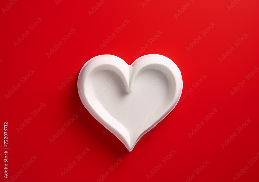 Valentine's day love shape made of toothpaste pack & brush on a red background Valentine's day love shape made of toothpaste pack & brush on a red background