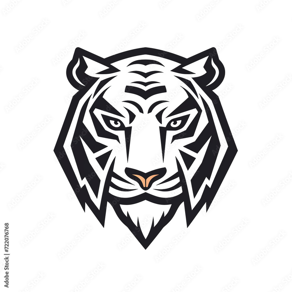 modern geometric thick line flat vector badge shield logo of tiger, outline only сreated with Generative Ai modern geometric thick line flat vector badge shield logo of tiger, outline only сreated with Generative Ai