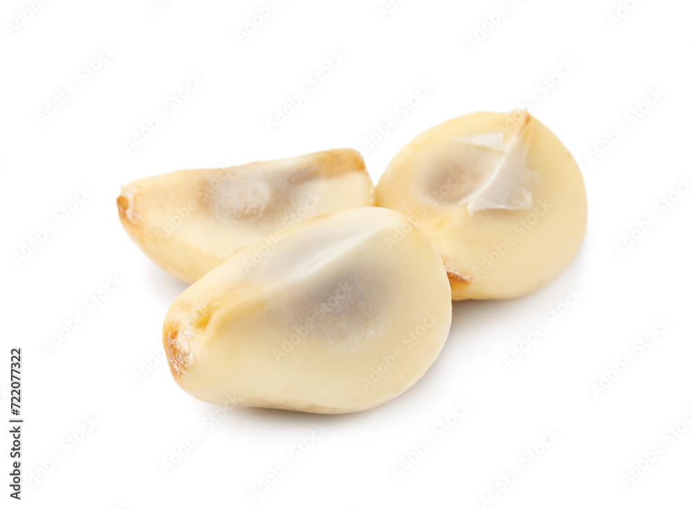 Pieces of fresh salak fruit isolated on white Pieces of fresh salak fruit isolated on white