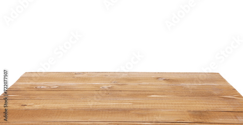 Empty light brown wooden table isolated on white