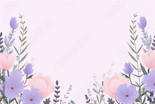 cute cartoon flower border on a light lilac background, vector, clean © GalleryGlider