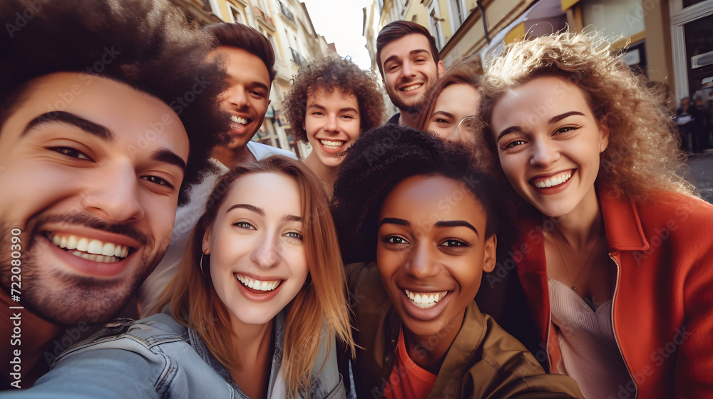 Vibrant Vibes: Young and Hip Crew Coming Together for a Group Selfie