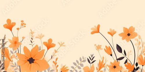 cute cartoon flower border on a light orange background  vector  clean