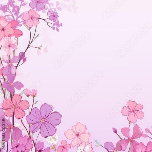 cute cartoon flower border on a light orchid background, vector, clean © GalleryGlider