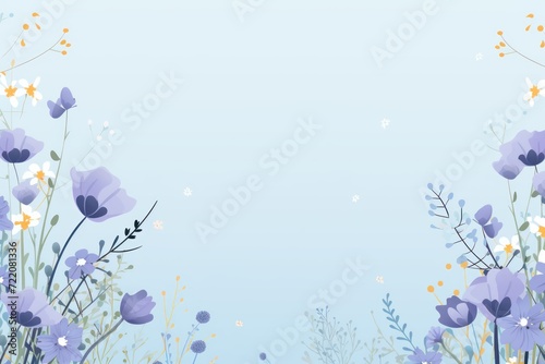 cute cartoon flower border on a light periwinkle background, vector, clean © GalleryGlider
