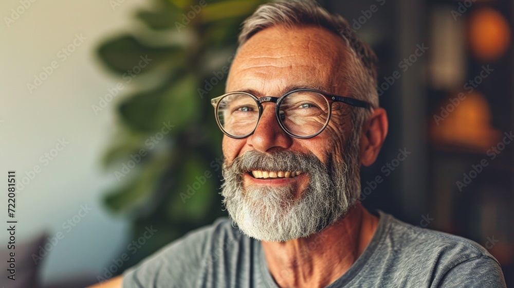 Close Up Portrait of a Cheerful Senior Man with Gray Hair Wearing Glasses Standing Outdoors in Front of a Residential Area Home. Retired Adult Man Looking at Camera and Smiling. Close Up Portrait of a Cheerful Senior Man with Gray Hair Wearing Glasses Standing Outdoors in Front of a Residential Area Home. Retired Adult Man Looking at Camera and Smiling.