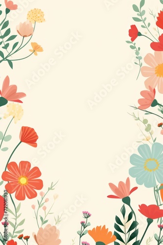 cute cartoon flower border on a light platinum background  vector  clean
