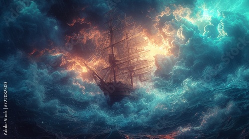 Navigate the ethereal seas of imagination, where liquid echoes whisper tales of uncharted realms. photo