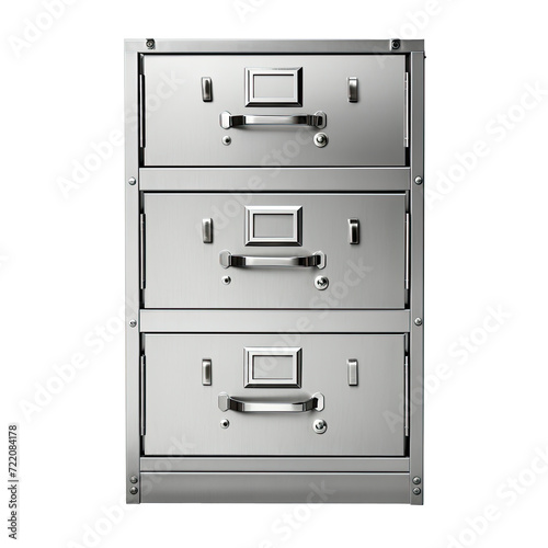 silver color filing cabinet isolated on a transparent