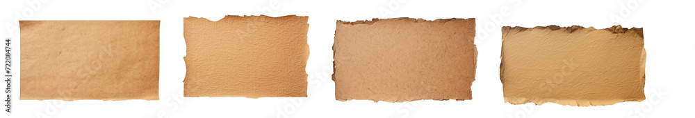 various cardboard torn collection , empty space , copy space for text and design ,isolated on transparent ,background with clipping path, cut-out. 