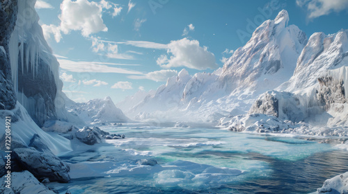 Wallpaper Mural The frozen water on an island, in the style of matte painting. Torontodigital.ca