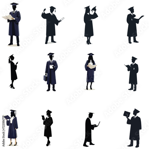 graduated students silhouettes , graduated students hat silhouettes ,degree silhouettes , degree hat silhouettes , university students silhouettes 