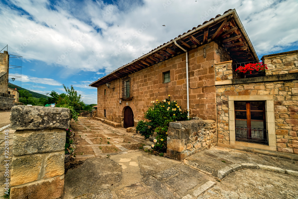 Typical historic house in Molinos de Duero. Soria. Spain. Europe.