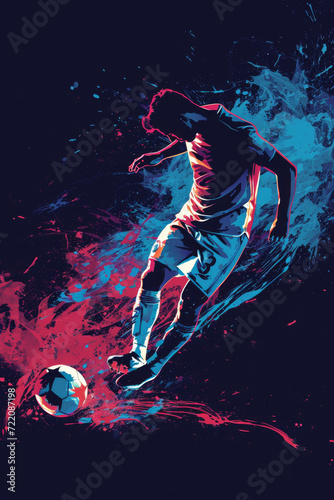 Man kicking a soccer ball illustration. © imlane