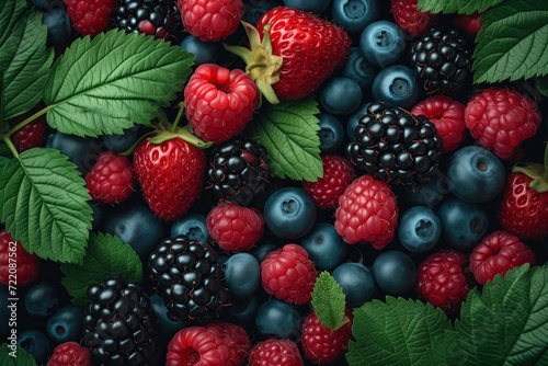 berry background from assorted berries photo