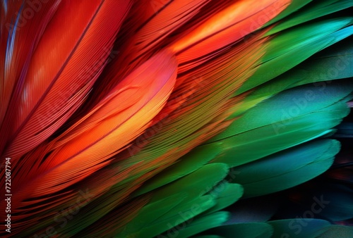 a close up image of a colorful bird's feather. © lc design