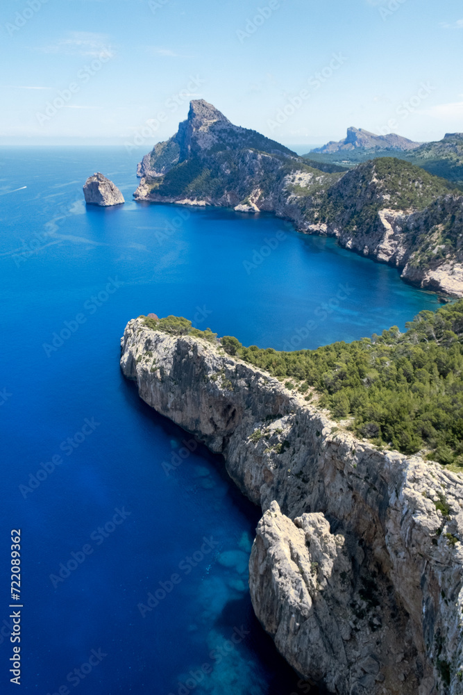 Beautifil coast in Mallorca, blue tropical sea, es Colomer
