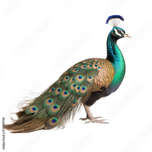 peacock looking isolated on white