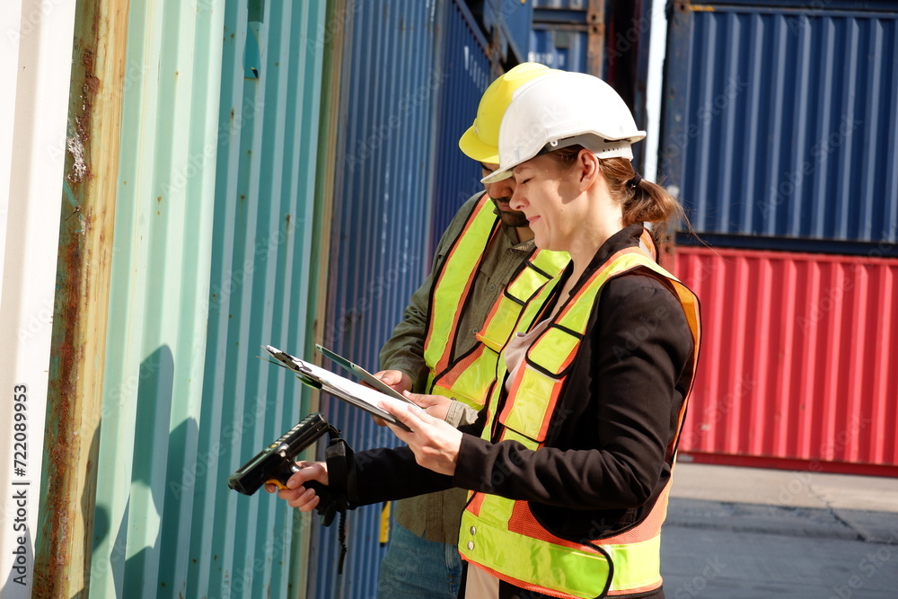 Employees working in a container warehouse.