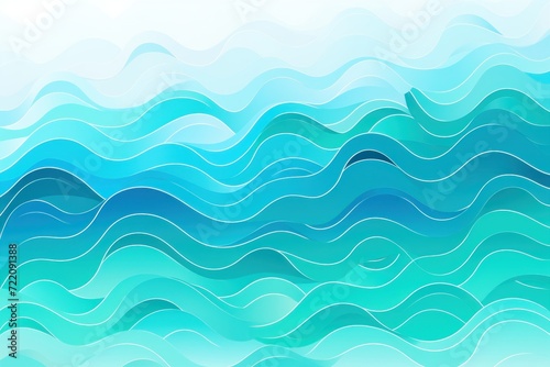Cyan gradient colorful geometric abstract circles and waves pattern background