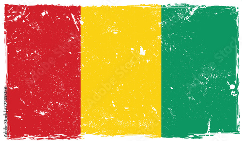 Guinea National flag on Rusty Texture and old style effects.