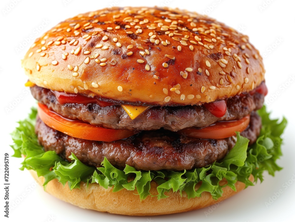 burger closeup on white background