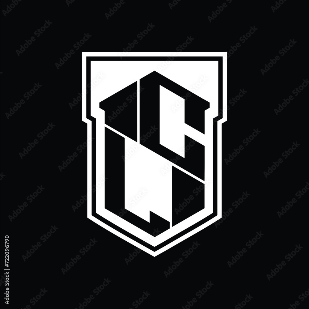 CL Logo monogram hexagon geometric up and down inside shield isolated style design template CL Logo monogram hexagon geometric up and down inside shield isolated style design template
