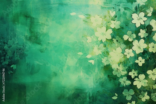emerald abstract floral background with natural grunge textures