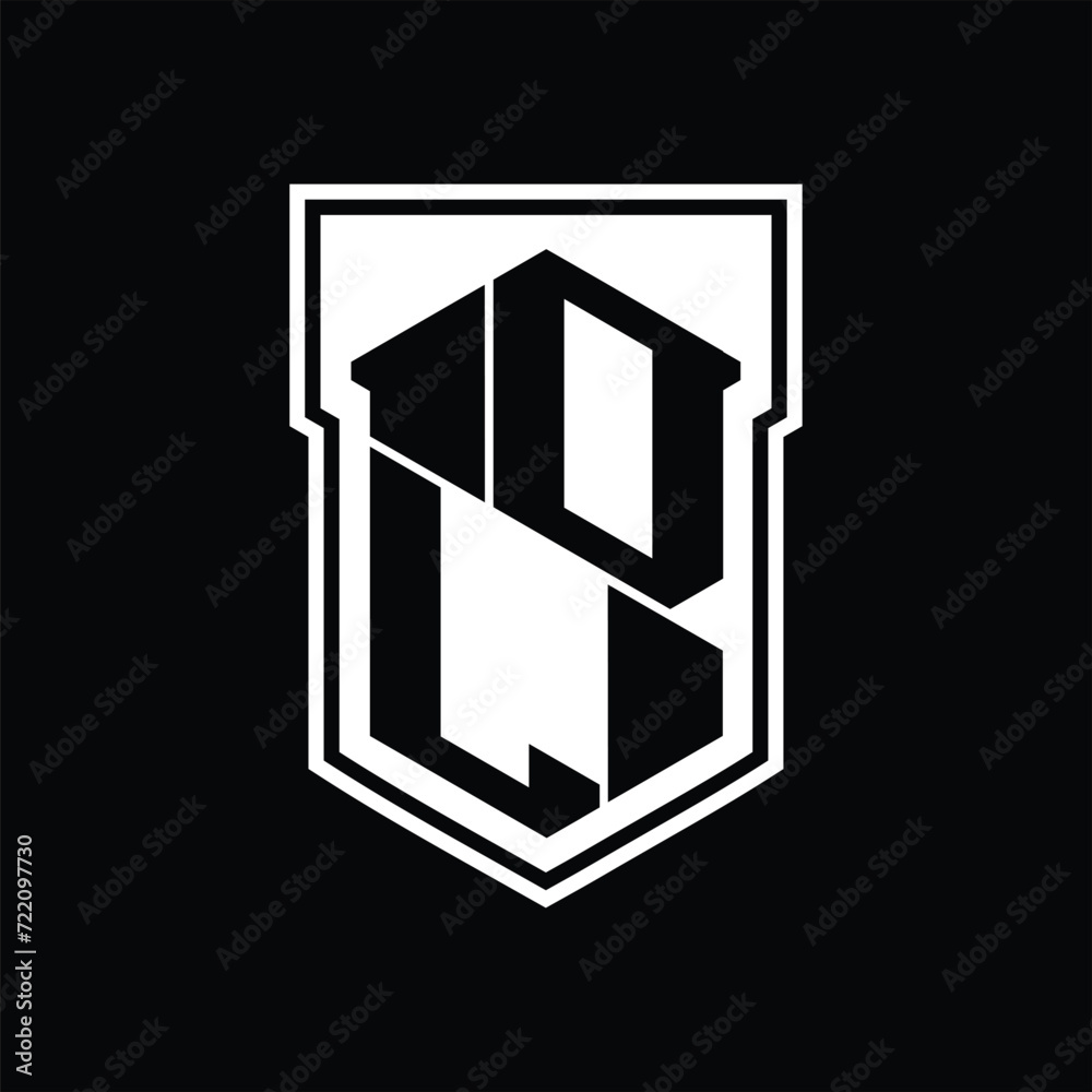 DL Logo monogram hexagon geometric up and down inside shield isolated style design template DL Logo monogram hexagon geometric up and down inside shield isolated style design template