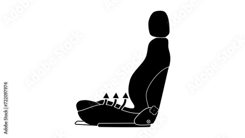 Heated seat sign, black isolated silhouette