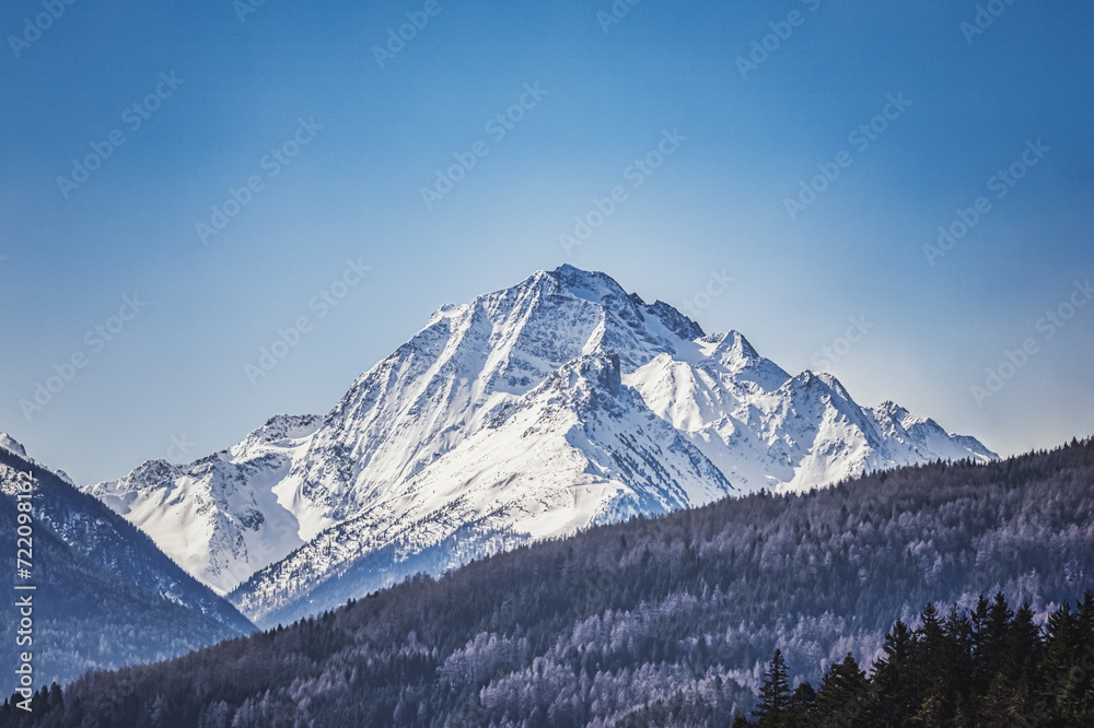 Snow-capped mountains at sunrise, a breathtaking alpine landscape, Tyrol, Austria