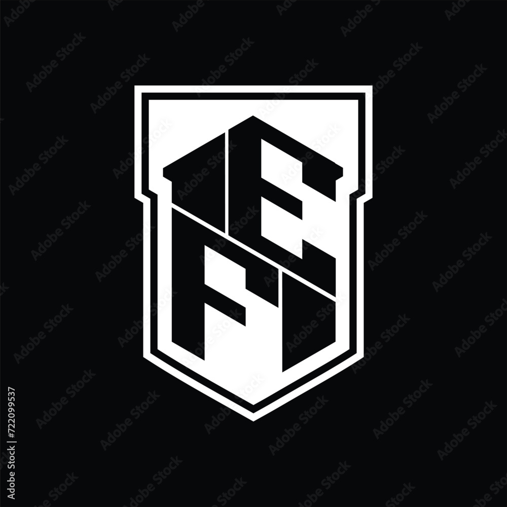 EF Logo monogram hexagon geometric up and down inside shield isolated style design template EF Logo monogram hexagon geometric up and down inside shield isolated style design template