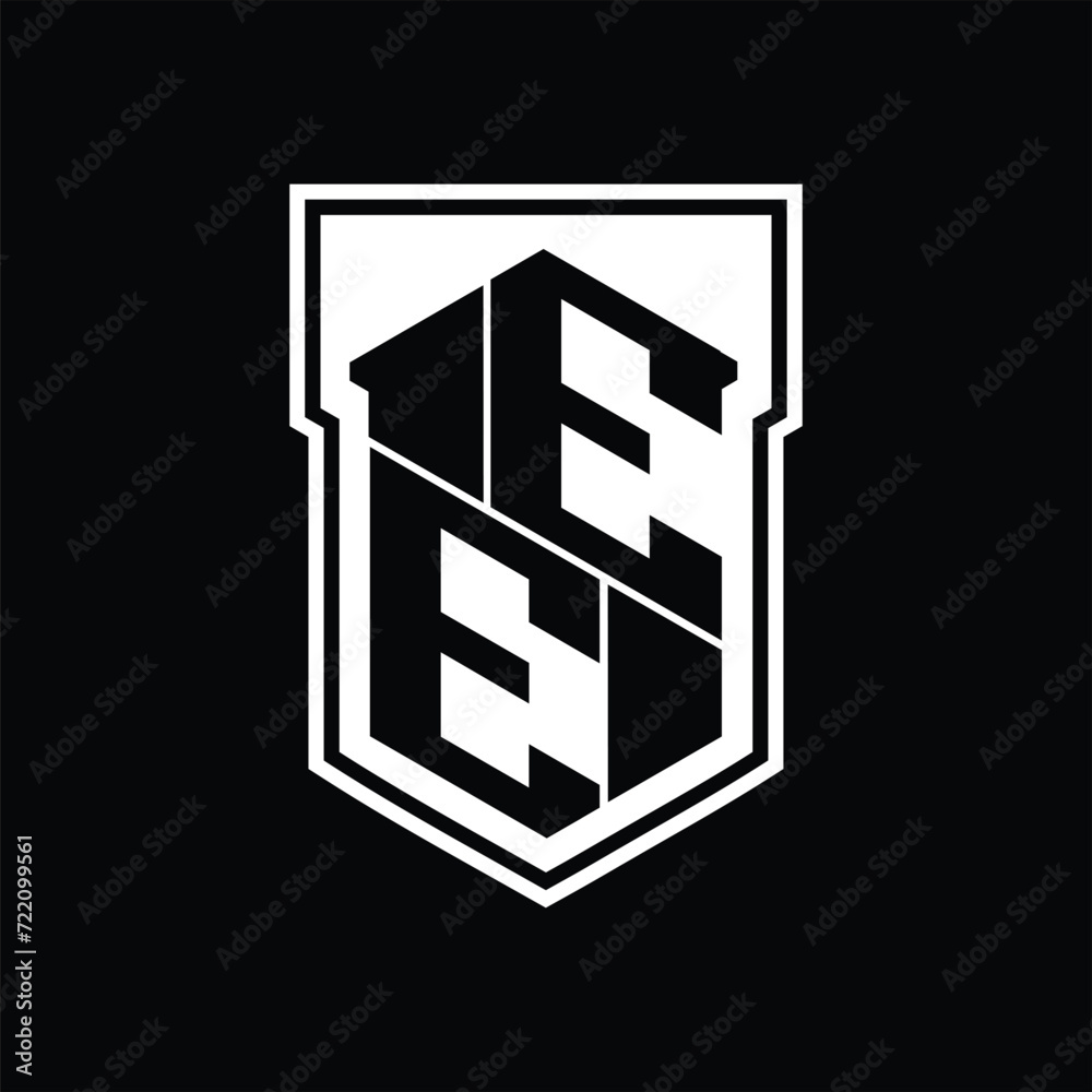 EE Logo monogram hexagon geometric up and down inside shield isolated style design template EE Logo monogram hexagon geometric up and down inside shield isolated style design template