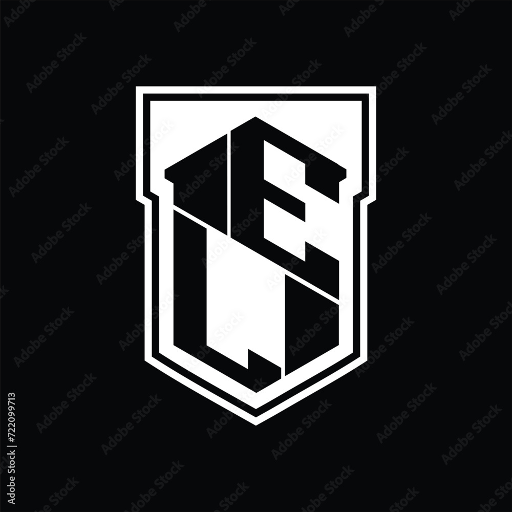 EL Logo monogram hexagon geometric up and down inside shield isolated style design template EL Logo monogram hexagon geometric up and down inside shield isolated style design template