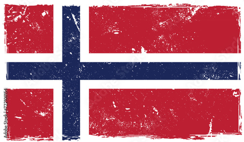 Norway country flag painted on wooden old paper