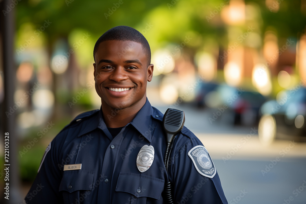 Young African American man with police uniform Young African American man with police uniform
