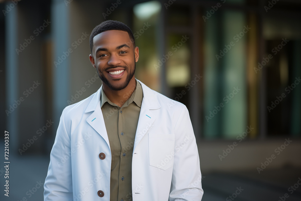 Young African American man with doctor uniform Young African American man with doctor uniform