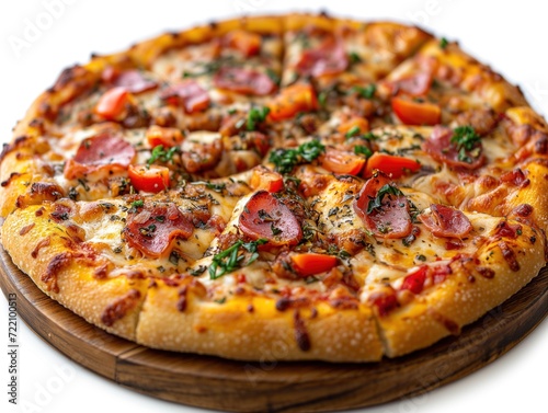 pizza closeup on white background
