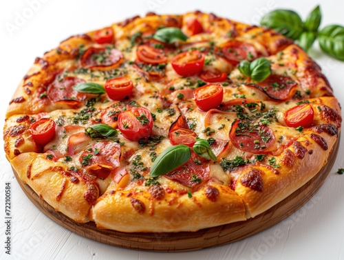 pizza closeup on white background