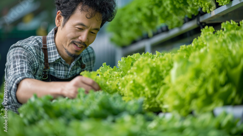 asian man harvesting