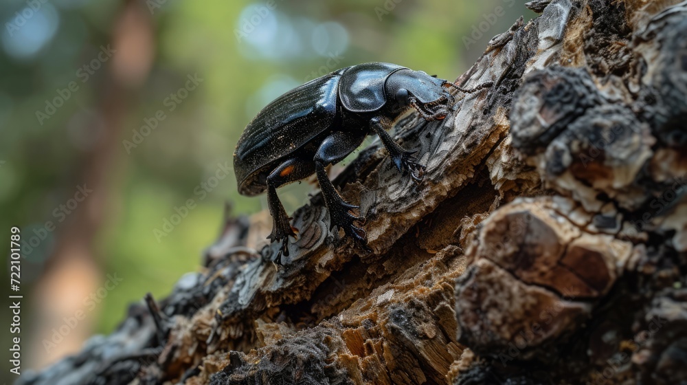 beetle on tree bark close-up. beetle on tree bark close-up.