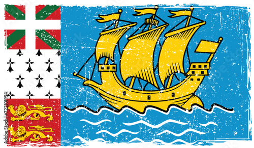 Saint Pierre and Miquelon flag on Grunge Effects 