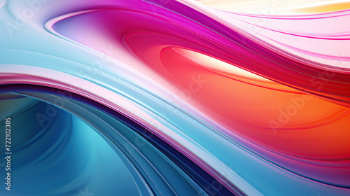 horizontal image of a colourful glowing abstract wave background Generative AI © AlfredoGiordano