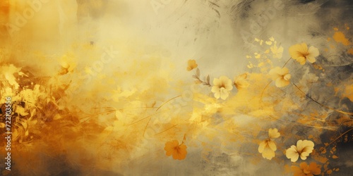 gold abstract floral background with natural grunge textures