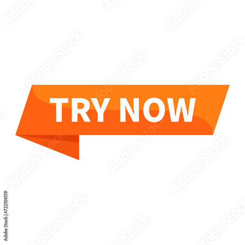 Try Now Text In Orange Ribbon Rectangle Shape For Information Prduct Promotion Business Marketing Social Media Announcement
