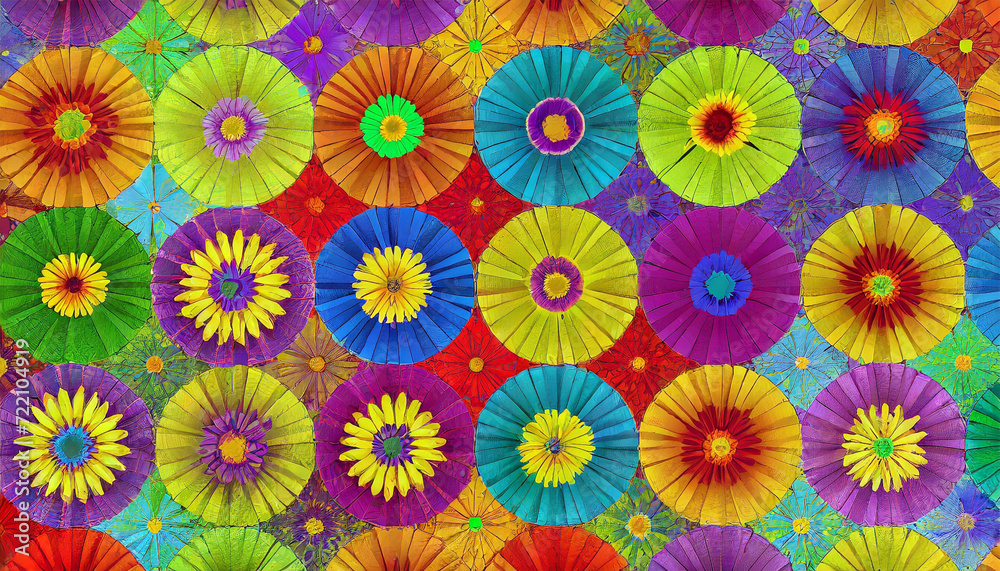 Multicoloured circles pattern background. Generative AI Multicoloured circles pattern background. Generative AI