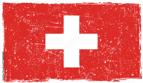 Switzerland country flag painted on old paper texture 