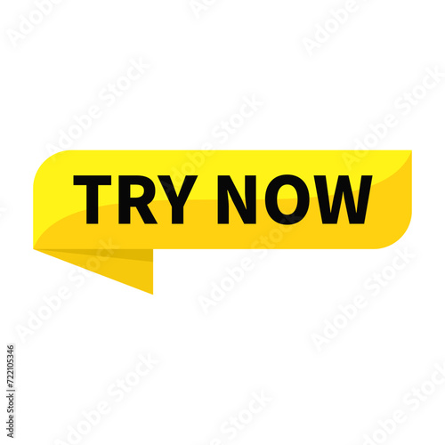 Try Now Text In Yellow Ribbon Rectangle Shape For Information Prduct Promotion Business Marketing Social Media Announcement
