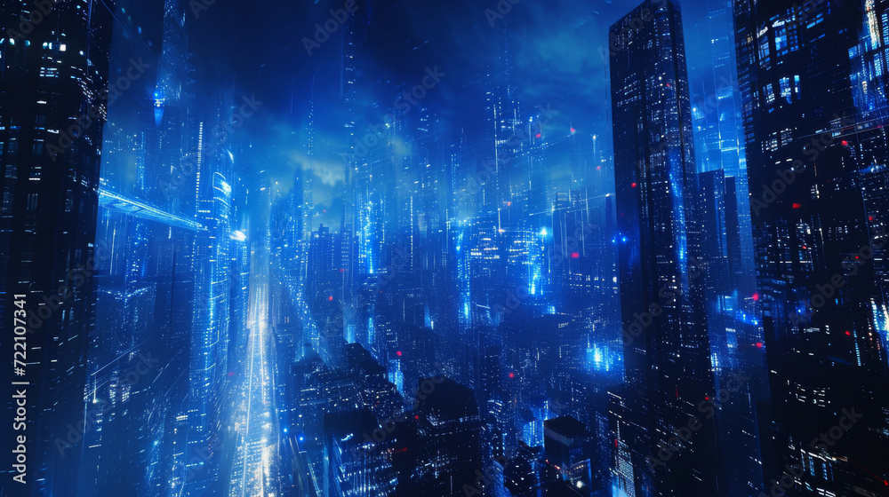 Fototapeta premium The concept of technology-based urban landscape big data.